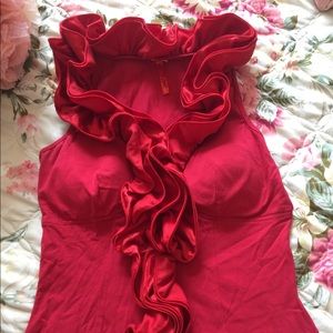 Ruffle red blouse